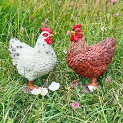 Pair Of Garden Chicken Ornaments