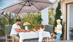 Idooka 300cm Grey Cantilever Garden Parasol - Patio Umbrella & Sun Shade -Garden Central Sales Store Family1