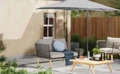 Idooka 300cm Grey Cantilever Garden Parasol - Patio Umbrella & Sun Shade -Garden Central Sales Store Fenced20Patio1