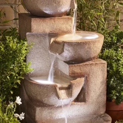 4 Tier Laguna Cascade Water Feature With Light -Garden Central Sales Store G1415 4 Tier20Luguna ascade Water