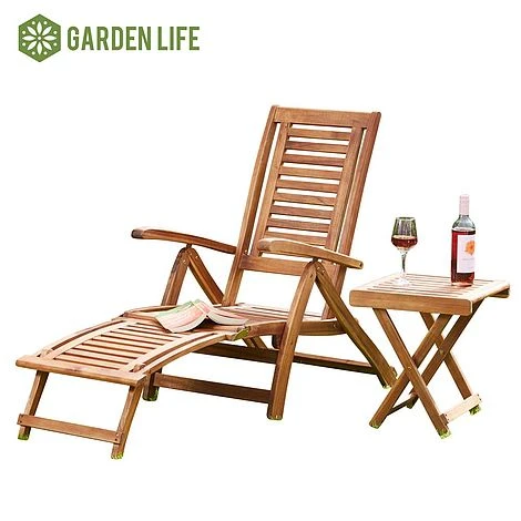 Garden Life Acacia Folding Steamer Deck Chair 3 Garden Life Acacia Folding Steamer Deck Chair - Image 3
