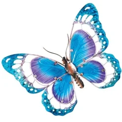 Garden Gear Metal And Glass Butterfly Wall Art - Blue -Garden Central Sales Store G3565 2