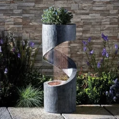 Serenity Spiral Rainfall Water Feature With Planter