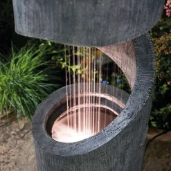 Serenity Spiral Rainfall Water Feature With Planter -Garden Central Sales Store G3885 3