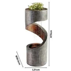 Serenity Spiral Rainfall Water Feature With Planter -Garden Central Sales Store G3885 5