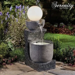Serenity Bowl Water Feature With Globe Light