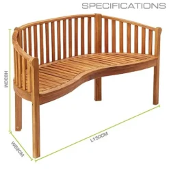 Garden Gear Acacia 3-Person Banana Bench -Garden Central Sales Store G4031 4