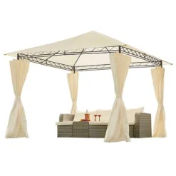 Garden Gear 3x3m Metal Gazebo With Cream Roof And Curtains -Garden Central Sales Store G4161 8