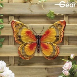Garden Gear Metal And Glass Butterfly Wall Art - Yellow