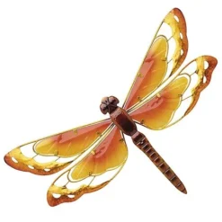 Garden Gear Metal And Glass Dragonfly Wall Art - Yellow -Garden Central Sales Store G4359 2