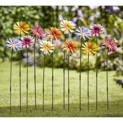 Garden Gear Metal Daisy Stake Set Of Six -Garden Central Sales Store G451620G451720METAL20DAISY20FLOWER20MULTI20GROUP202