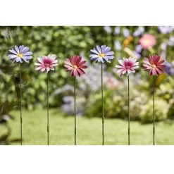 Garden Gear Metal Daisy Stake Set Of Six -Garden Central Sales Store G451620METAL20DAISY20FLOWER20620SET PURPLE20LS202