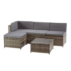Garden Gear Milan Rattan Lounge Sofa Set - Dark Grey -Garden Central Sales Store G4678 MIilan L Shape Rattan Grey CO 1
