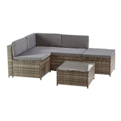 Garden Gear Milan Rattan Lounge Sofa Set - Dark Grey -Garden Central Sales Store G4678 MIilan L Shape Rattan Grey CO 2