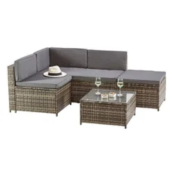 Garden Gear Milan Rattan Lounge Sofa Set - Dark Grey -Garden Central Sales Store G4678 MIilan L Shape Rattan Grey CO 3