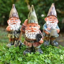 3 Garden Gnome On Sticks Garden Ornaments Pot Gnome Decorations