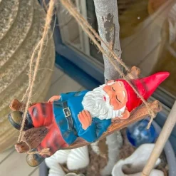 Sleeping Gnome In A Hammock Hanging Garden Ornament -Garden Central Sales Store GB031 3