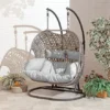 Brampton Luxury Rattan Wicker Outdoor Hanging Cocoon Egg Swing Chair Double