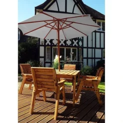 Charles Taylor Wooden Parasol Green -Garden Central Sales Store HB32GR20Parasol20Grey20Open