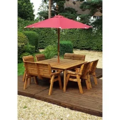 8 Seater Square Table Set With Benches -Garden Central Sales Store HB44B20Pic2