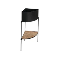 Indoor Kensington Metal Corner Planter Stand In Black H76Cm W30Cm