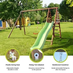 Soulet Violette Wooden Swing Set With Slide -Garden Central Sales Store Infographics20Images13