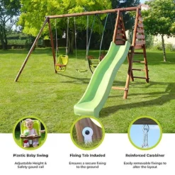 Soulet Colza Wooden Swing Set With Slide -Garden Central Sales Store Infographics20Images15