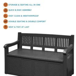 Idooka Black Storage Bench -Garden Central Sales Store Key20Features14