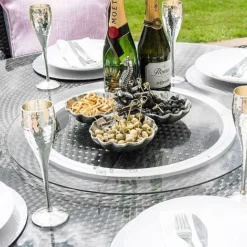 Maze Rattan LA Garden Dining Set Round With Ice Bucket 8 Seat -Garden Central Sales Store LA 6 Seat Round Dining Set grey flat weave 09SQ