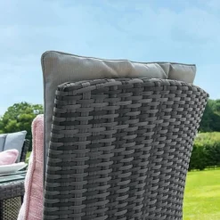 Maze Rattan LA Garden Dining Set Round With Ice Bucket 4 Seat -Garden Central Sales Store LA 6 Seat Round Dining Set grey flat weave 10l