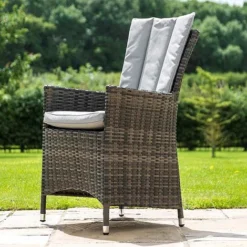 Maze Rattan LA Garden Dining Set Round With Ice Bucket 4 Seat -Garden Central Sales Store LA Grey Flat Weave Chairsq