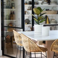 Luna Stoneware Planter & Saucer White H20CM D18CM -Garden Central Sales Store LSPW18 2