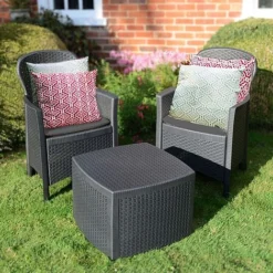 Idooka Tea For Two Dark Grey Bistro Set -Garden Central Sales Store Lawn2