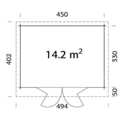 Lea 1 14.2m2 Summerhouse 3.3m X 4.5m -Garden Central Sales Store Lea20120plan