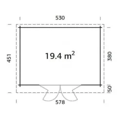 Lea 2 19.4m2 Summerhouse 3.8m X 5.3m -Garden Central Sales Store Lea20220plan