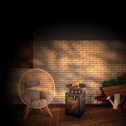 Idooka Brazier Firebowl Outdoors Heating Fire Pit With Built In Log Storage And Firewood Rack -Garden Central Sales Store Lifestyle20Burning1