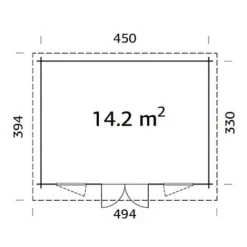 Lisa 14.2m2 Log Cabin 4.5m X 3.3m -Garden Central Sales Store Lisa2014.220plan