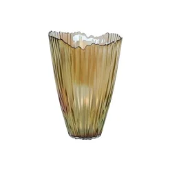 Mocha Rippled Glass Vase H30Cm W20.5Cm