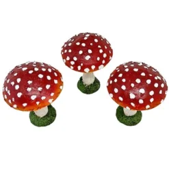 Set Of 3 Red Cap Garden Mushroom Ornaments -Garden Central Sales Store NJ1034 2