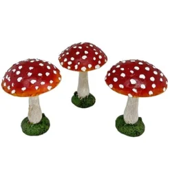 Set Of 3 Red Cap Garden Mushroom Ornaments -Garden Central Sales Store NJ1034 4