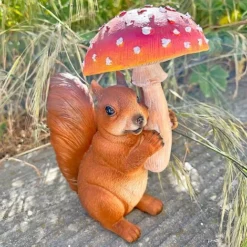 Squirrel With Mushroom Garden Animal Ornament -Garden Central Sales Store NJ1182 41