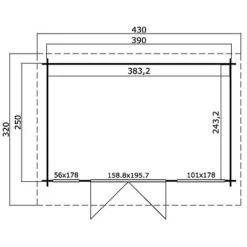 Newark 1 Log Cabin 3.9m X 2.5m -Garden Central Sales Store Newark20120plan