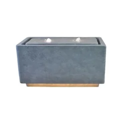 Outdoor Contemporary LED Cube Waterfeature Cement H32Cm W59.5Cm