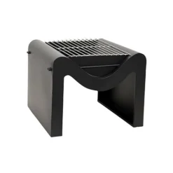 Outdoor Metal Hexham Firepit With Grill In Black H40.5Cm W58Cm