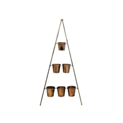 Outdoor Vertical Gold Metal Wall Plant Stand With Planters H128Cm W51Cm Planter Size Ext Diam 9Cm