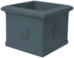 Idra Plastic Festooned Square Planter 40cm - Anthracite