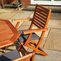 Rowlinson Plumley Hardwood Dining Set 6 Seater Grey Cushions -Garden Central Sales Store PLUMGREY6 PlumleyDiningSetGREY 07