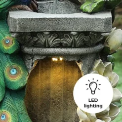 Peacock LED Garden Water Feature -Garden Central Sales Store Peacock edit4