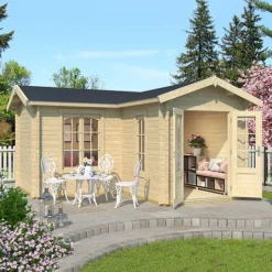 Portland L Shaped Log Cabin 4m X 4m