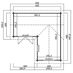 Portland L Shaped Log Cabin 4m X 4m -Garden Central Sales Store Portland20plan
